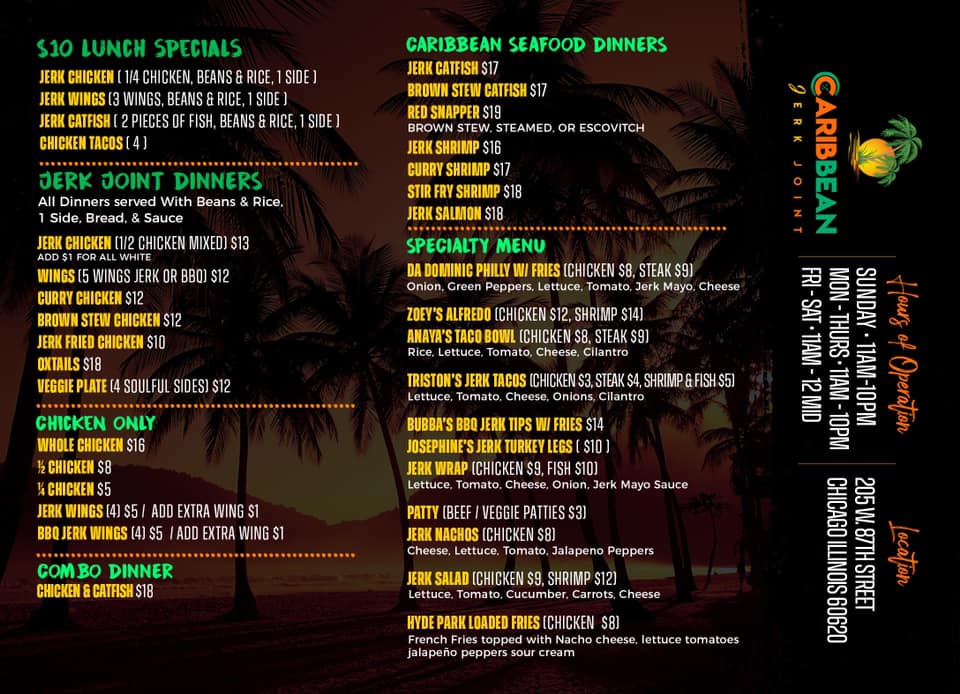 The Caribbean Jerk Joint General Menu